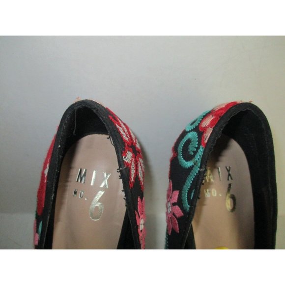 *Mix No.6 Embroidered Pump 'Dignity' Stilettos Vibrant Floral Design Pointed Toe - Picture 6 of 8